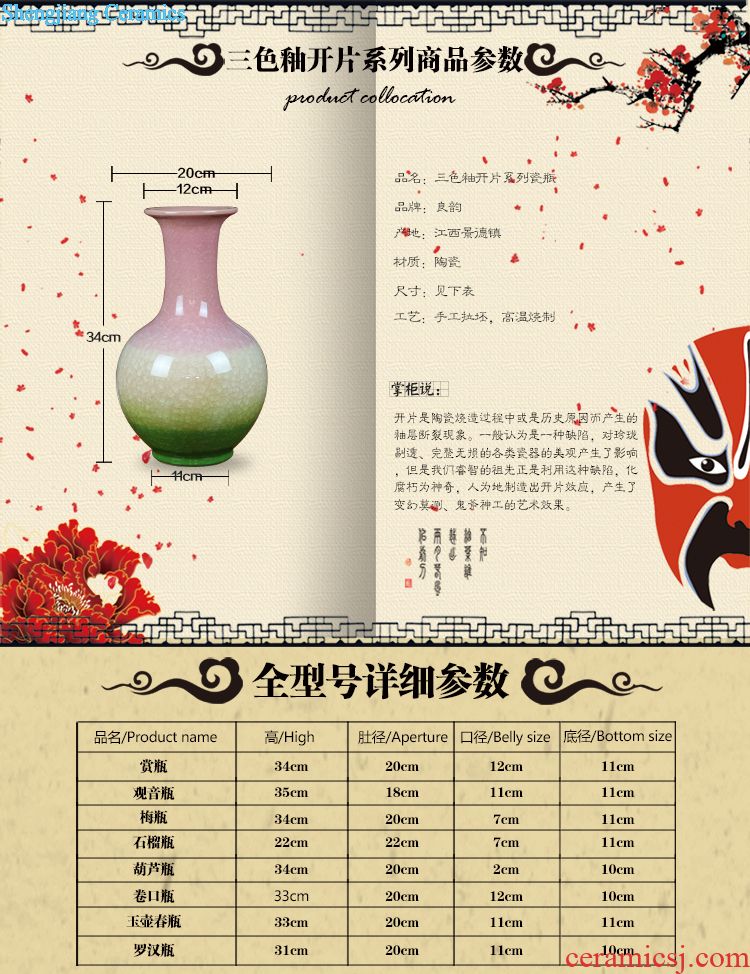 Jingdezhen ceramics hollow-out pastel floret bottle furnishing articles contemporary and contracted sitting room home decoration wedding gift