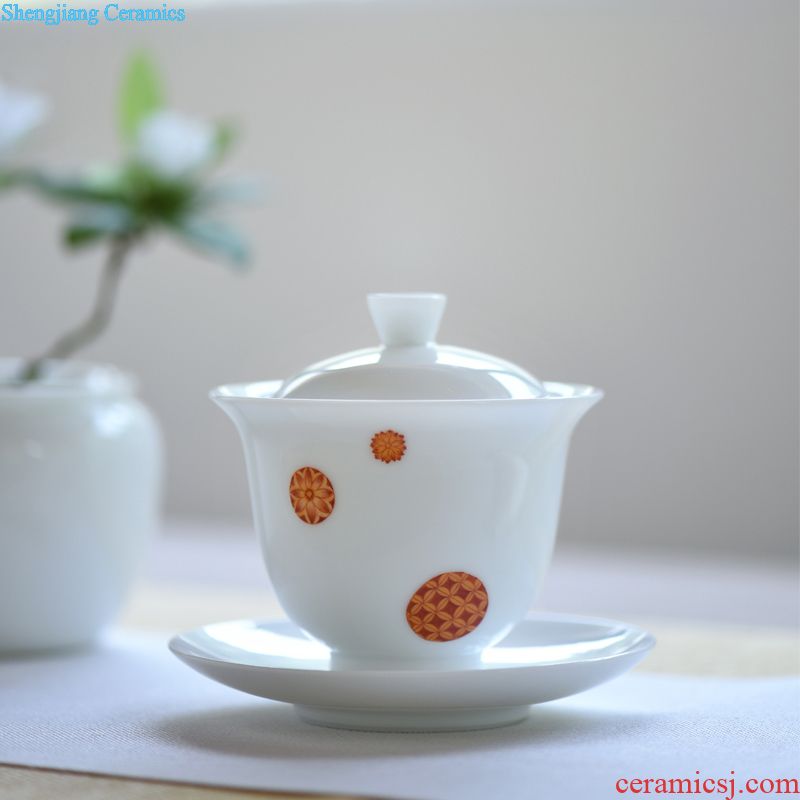 Jingdezhen ceramics ji blue glaze hand-painted colored enamel paint branch flowers kung fu tea teapot teacup