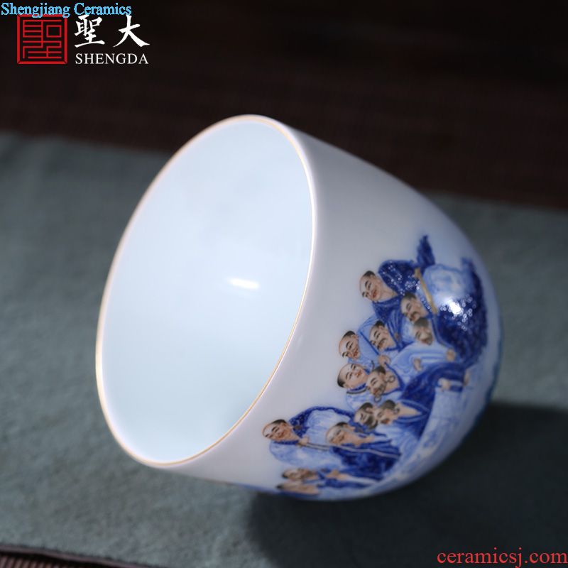 Santa teacups hand-painted ceramic kung fu new color landscape four scene - cup master cup sample tea cup set of jingdezhen tea service