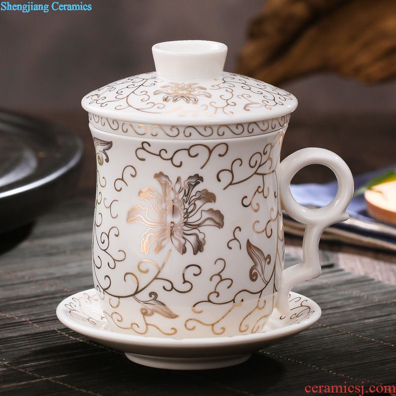 Jingdezhen ceramic cups with cover bone porcelain cup large office of blue and white porcelain gifts cup mug cup boss