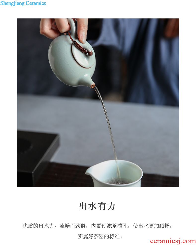 Three frequently hall your kiln kung fu tea set piece of jingdezhen ceramic teapot tea ceremony of a complete set of sample tea cup TZS173