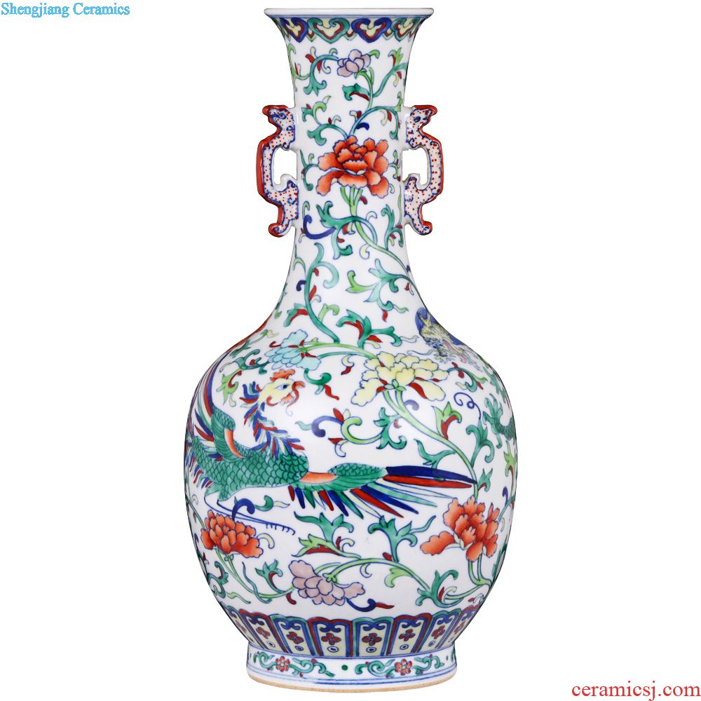 Jingdezhen ceramic vase furnishing articles large famous hand-painted ziyun fragrance new Chinese style home sitting room adornment