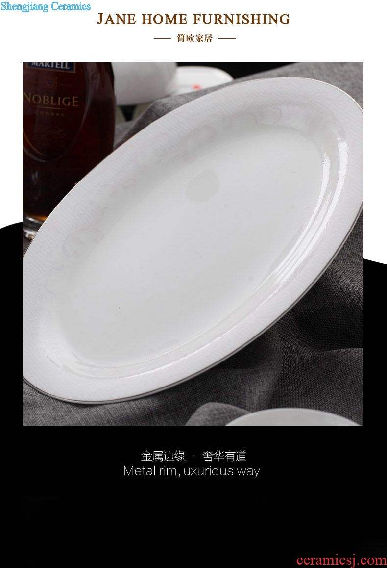 The colour bone porcelain tableware suit Jingdezhen ceramic dishes set porcelain dishes High-class european-style gifts home
