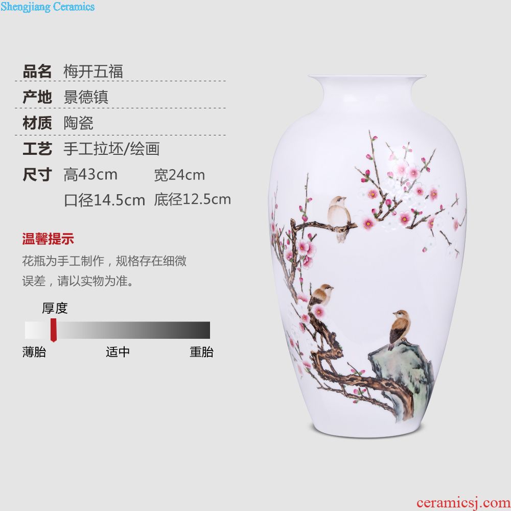 Jingdezhen ceramics by hand draw pastel flat peach life of vases, flower arranging furnishing articles new Chinese style living room decoration