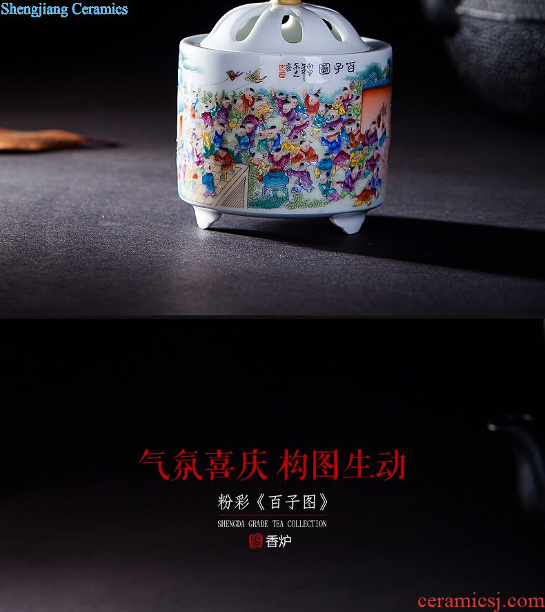 Holy big ceramic tea pot hand-painted jingdezhen blue and white color bucket sealing storage POTS manual kung fu tea accessories