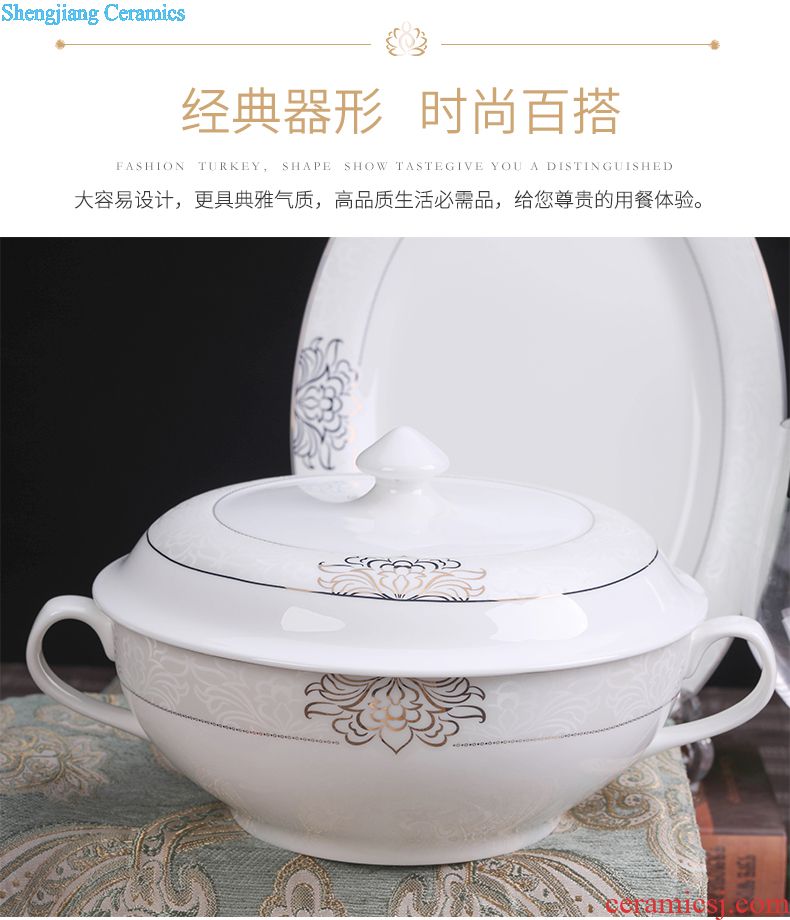 Dishes suit home dishes jingdezhen ceramic tableware Korean dishes with Chinese style set bowl plate combination bowl of gifts