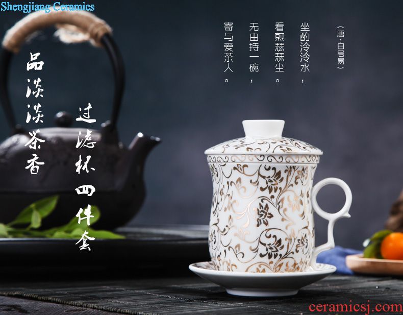 Jingdezhen ceramic cups with cover bone porcelain cup large office of blue and white porcelain gifts cup mug cup boss