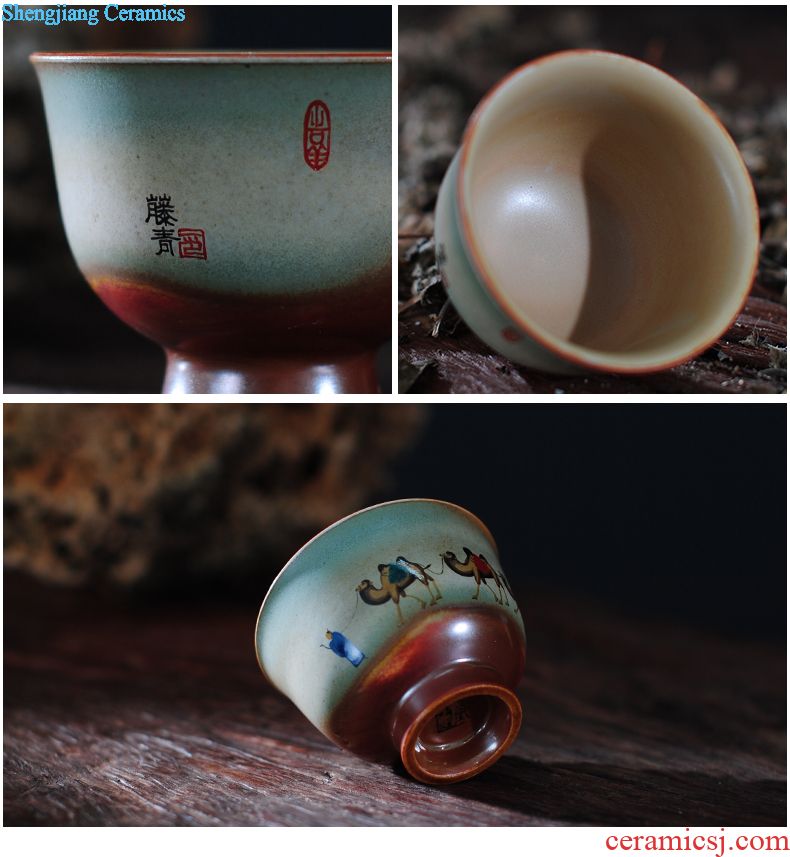 Jingdezhen ceramic kung fu tea cup single cup hand-painted enamel hat to a cup of tea light blue and white sample tea cup drawing personal cup