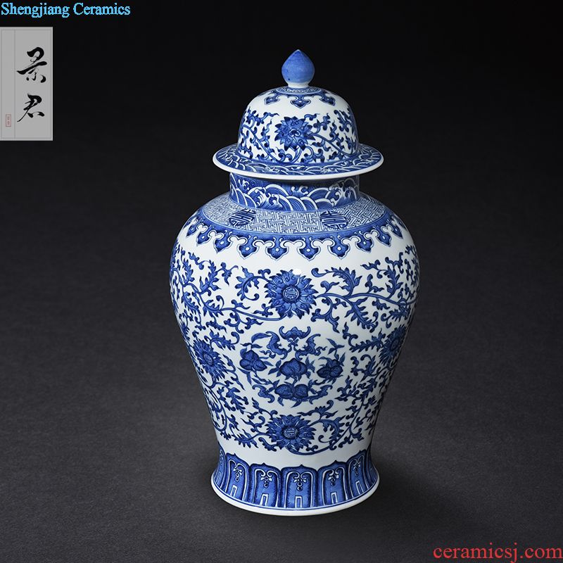 Hand-painted JingJun jingdezhen ceramics crafts are blue and white porcelain vases, flower arrangement sitting room of Chinese style household decorations