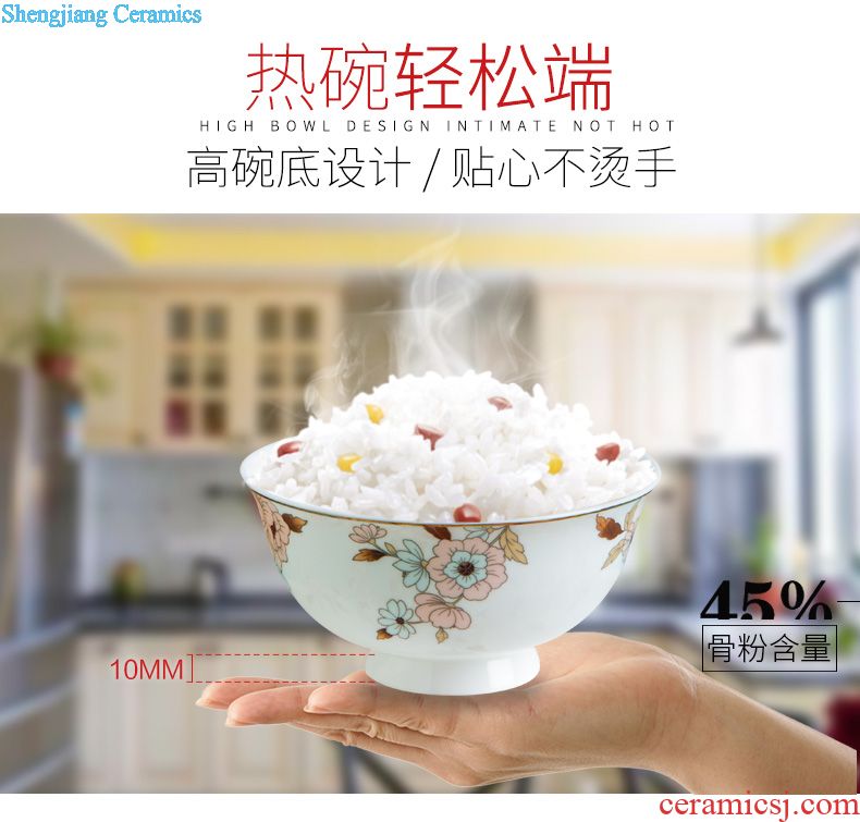 Jingdezhen high-grade bone China tableware suit dishes household porcelain bowl chopsticks dishes suit household of Chinese style restoring ancient ways