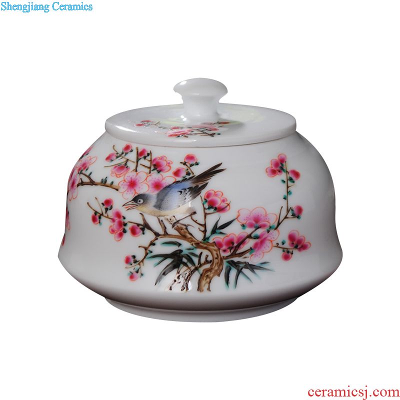 Jingdezhen ceramic tureen hand-painted scenery bowl kung fu tea set manual blue three cups to bowl to bowl