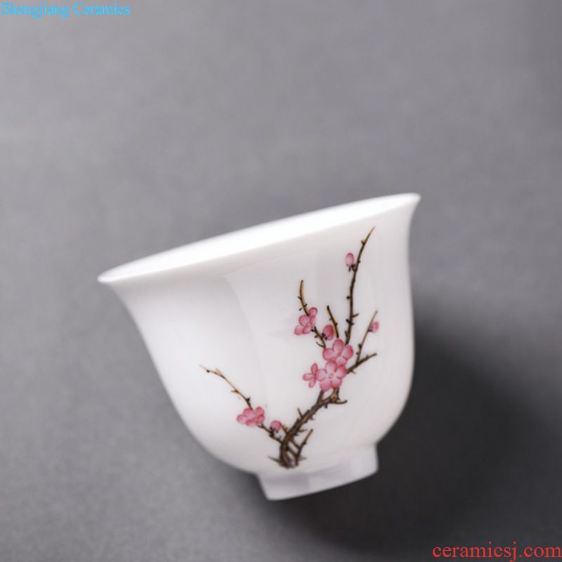 Kung fu tea colored enamel JingJun jingdezhen ceramics three bowl of hand-painted tureen manually make tea bowl cups