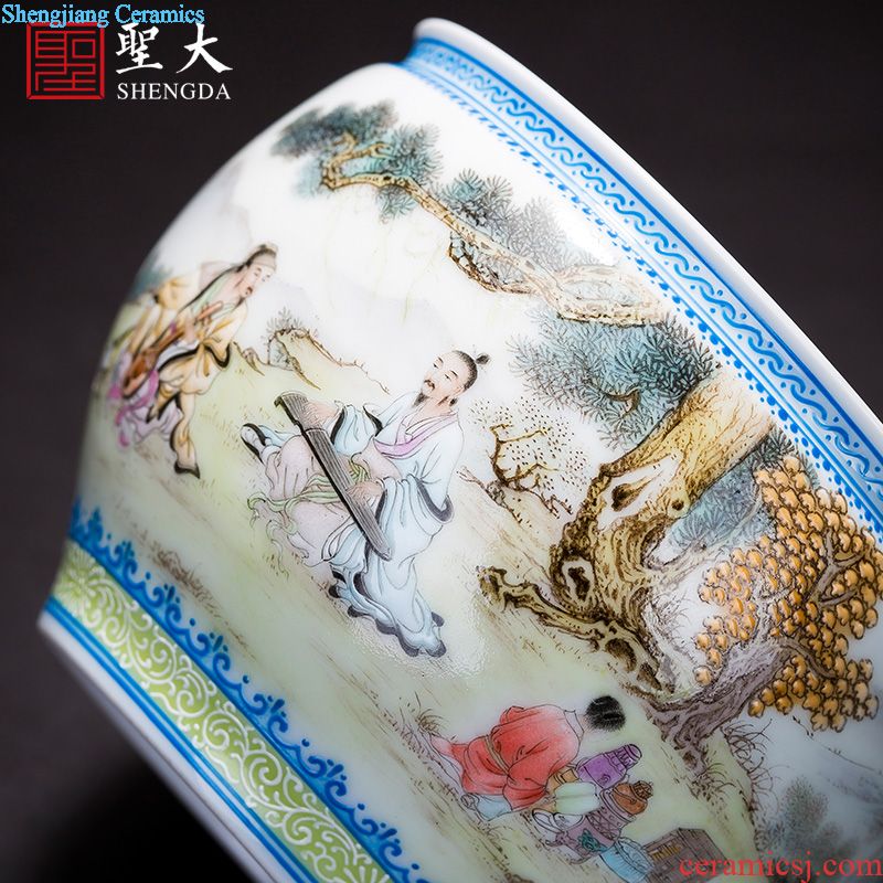 St the ceramic kung fu tea master cup hand-painted pastel landscape beam sample tea cup mouth full manual of jingdezhen tea service
