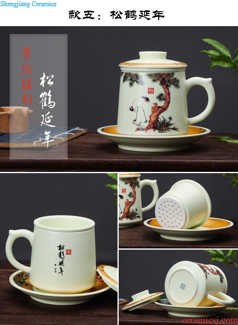 Jingdezhen ceramic cups with cover bone porcelain cup household porcelain bowl glass office meeting 10 only to custom