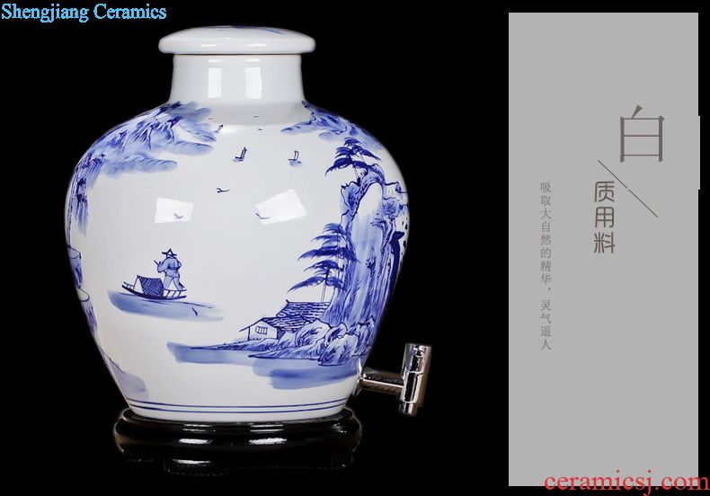 Ceramic ricer box barrel Jingdezhen ceramic tank at the end of the tea tea urn storage cylinder 50 kg decoration storage tank