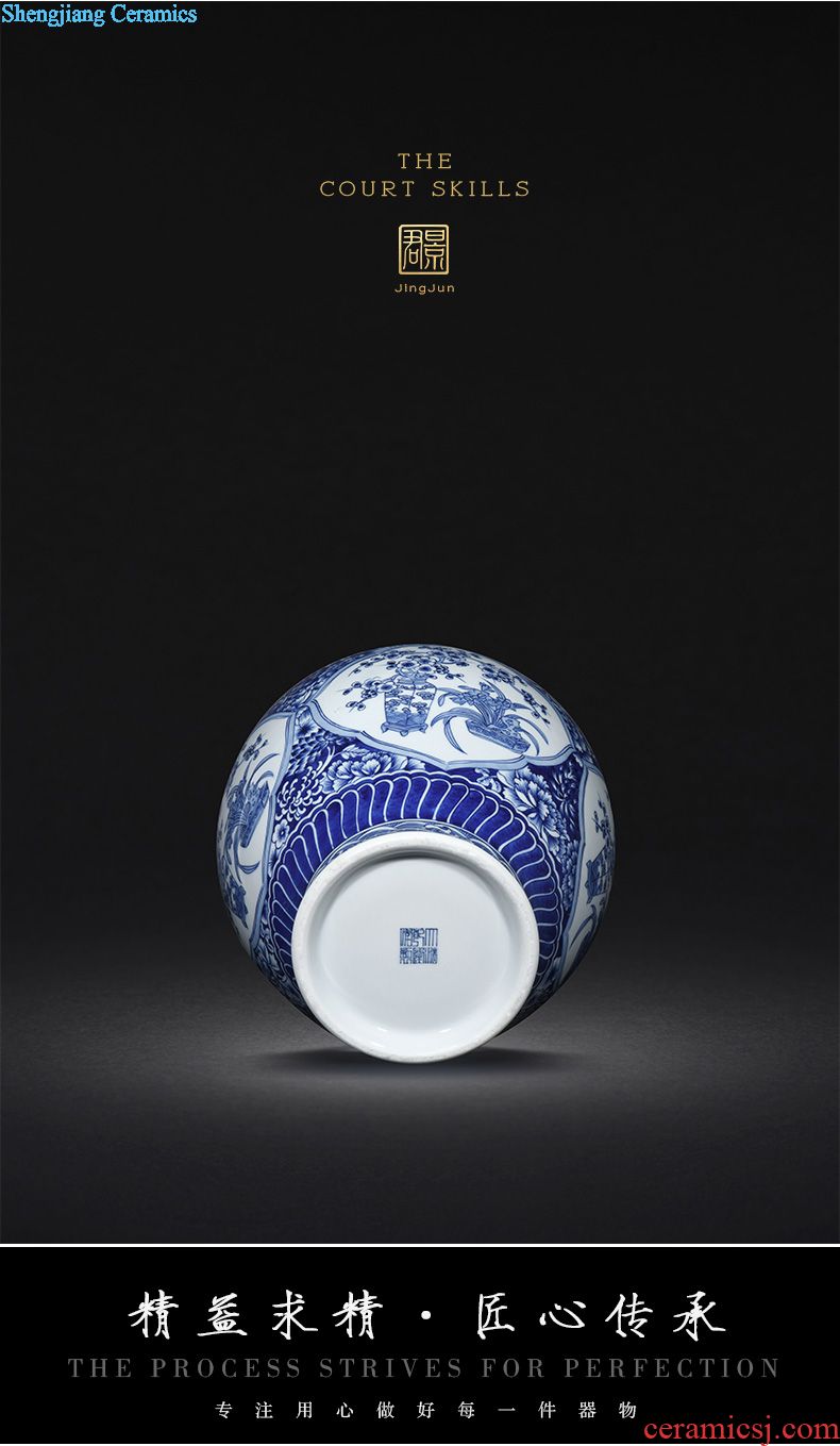 Hand-painted JingJun jingdezhen ceramics crafts are blue and white porcelain vases, flower arrangement sitting room of Chinese style household decorations