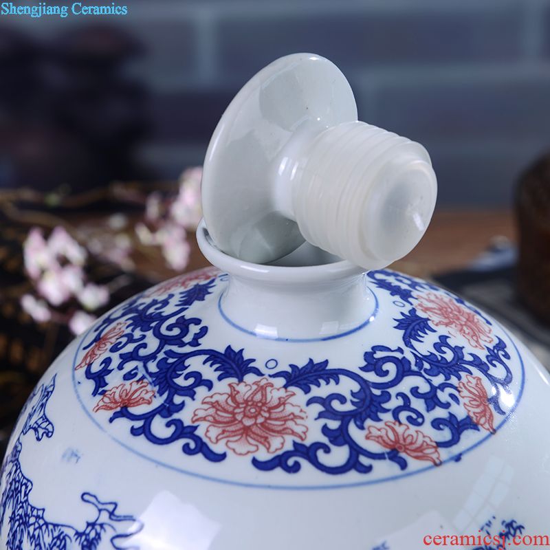 Jingdezhen ceramic 5 jins of 10 jins bottle jars wine storage sealed medicine five jin wine jar of wine collection