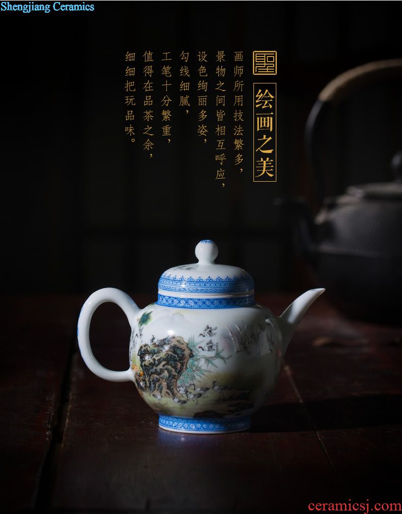 SAN ji blue paint all hand three tureen large cups Jingdezhen ceramic kung fu tea tea bowl