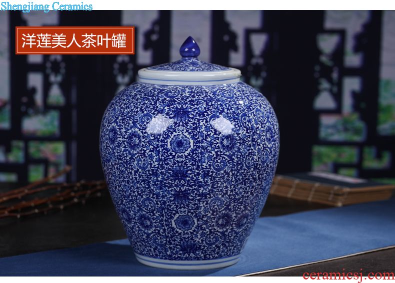 Jingdezhen ceramic new Chinese style interior vase sitting room hotel landing big vase furnishing articles home decoration