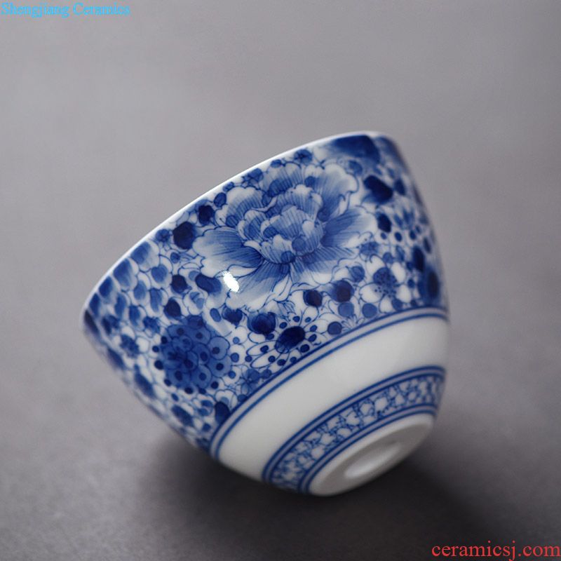 JingJun Jingdezhen ceramic master kung fu tea cup hand-painted porcelain lotus flower porcelain sample tea cup, small cup with
