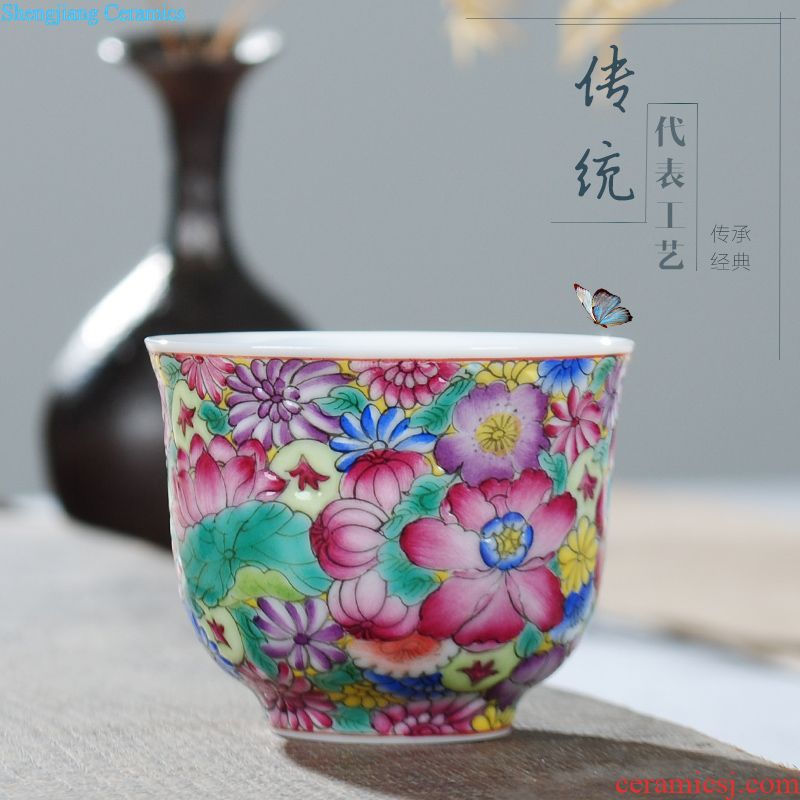 Jingdezhen hand-painted ceramic cups kung fu tea sets manual single cup powder enamel masters cup sample tea cup