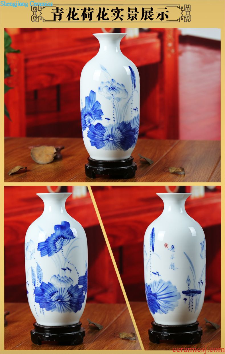Jingdezhen ceramic vases, Chinese red modern home sitting room place gold peony handicraft housewarming gift