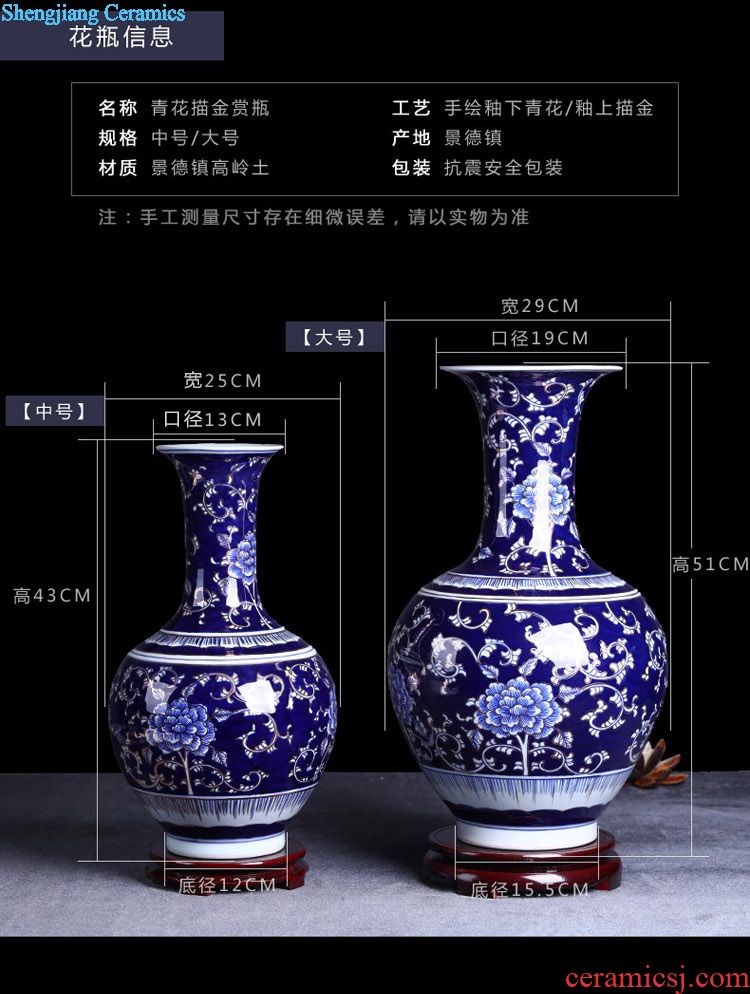 Jingdezhen ceramic handicraft ceramic landscape of large blue and white porcelain vase sitting room home decoration porcelain furnishing articles