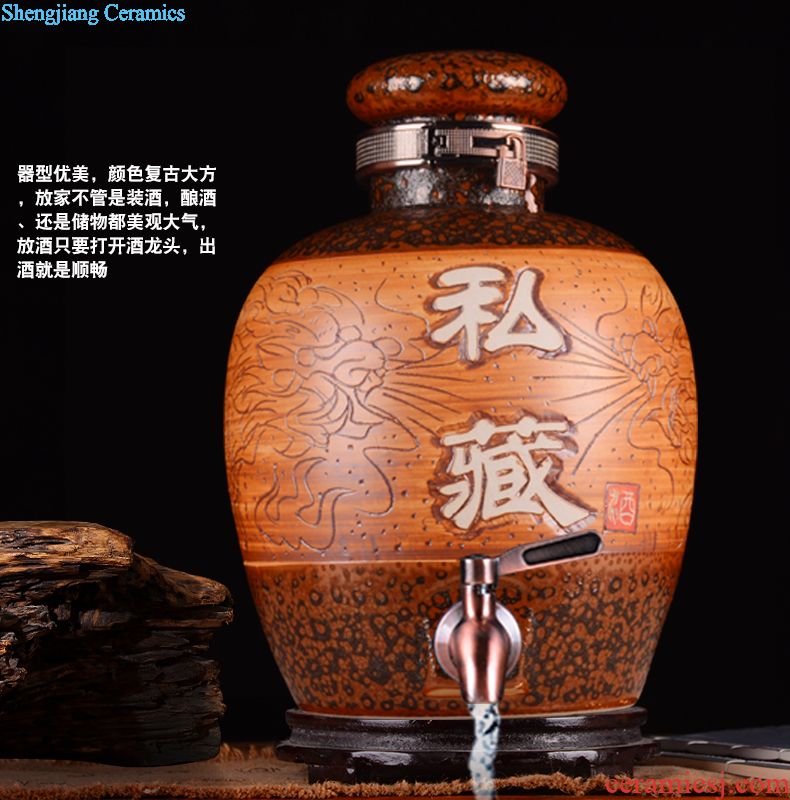 Retro jars hand-painted jugs with jingdezhen ceramic bottle wine jar tap 20 jins 30 jins it 50 kg