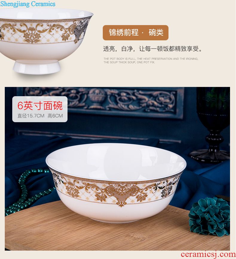 The dishes suit household of Chinese style dishes jingdezhen classical colored enamel tableware dishes business housewarming wedding gifts