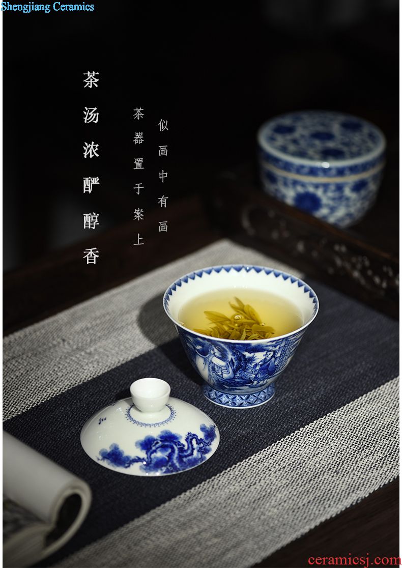 JingJun Jingdezhen high-end hand-painted color ink landscape sample tea cup Kung fu tea cups ceramic masters cup
