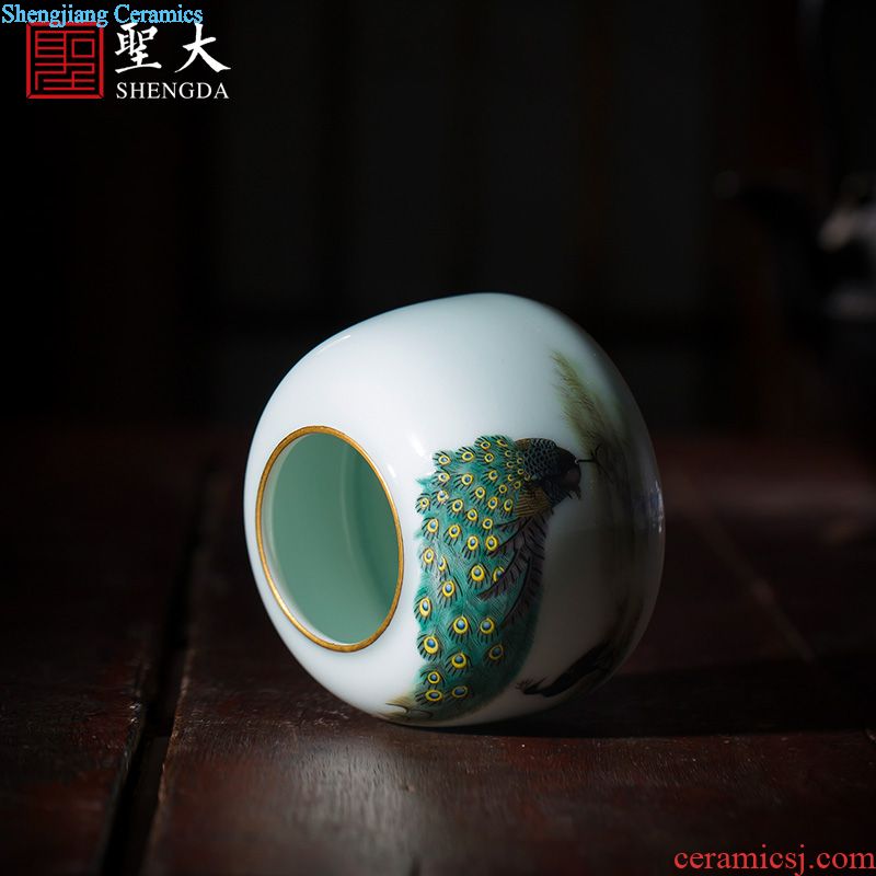 St main ceramic) jingdezhen blue and white color bucket hand-painted bound branch flowers and manual tea accessories lines)