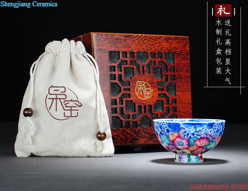 Jingdezhen ceramic antique hand-painted cup kung fu tea set suit chenghua choi Ming chicken fights cylinder cups sample tea cup