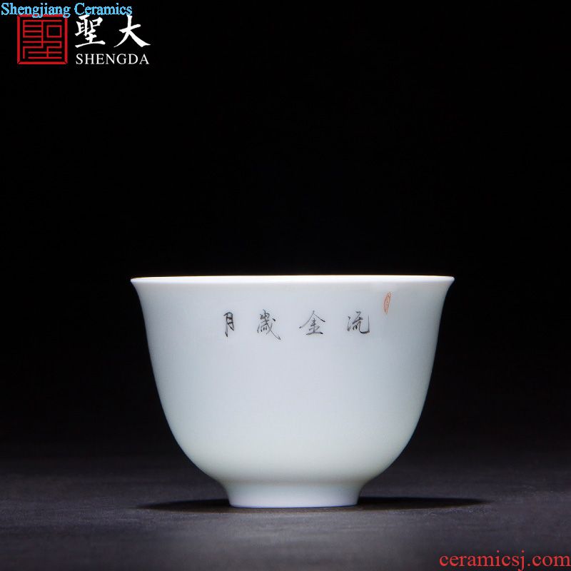 Santa jingdezhen ceramic handmade kung fu tea set hand-painted heavy crane figure teapot rarities single pot of pastel