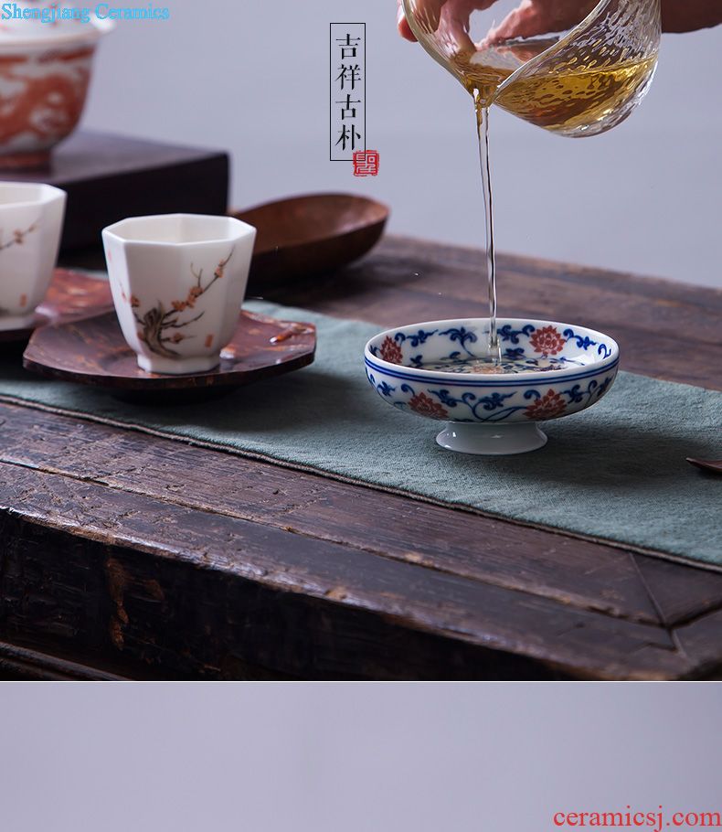 Jingdezhen blue and white sample tea cup hand-painted bei song poetry post oil, aromatic, round abdomen kung fu tea tea set collection level