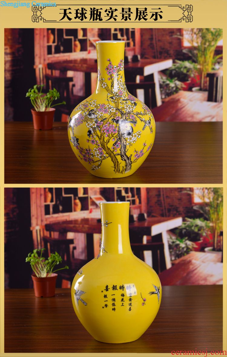 Insert jingdezhen ceramics vase famille rose fragrant lotus modern home sitting room adornment study simple furnishing articles