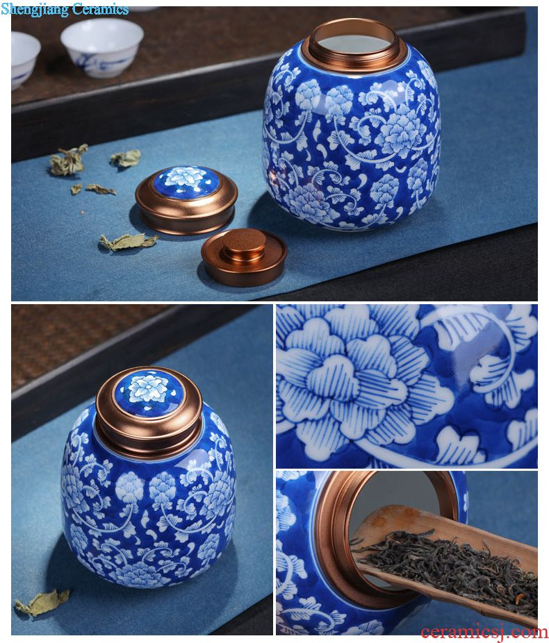 Jingdezhen ceramic tea cake tea gift box packaging household tea pot seal pot storage tank