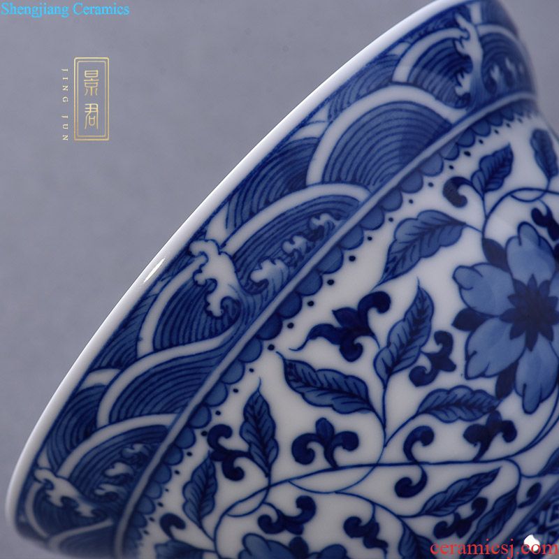 JingJun Jingdezhen high-end hand-painted color ink landscape Only three tureen ceramic cups kung fu tea tea