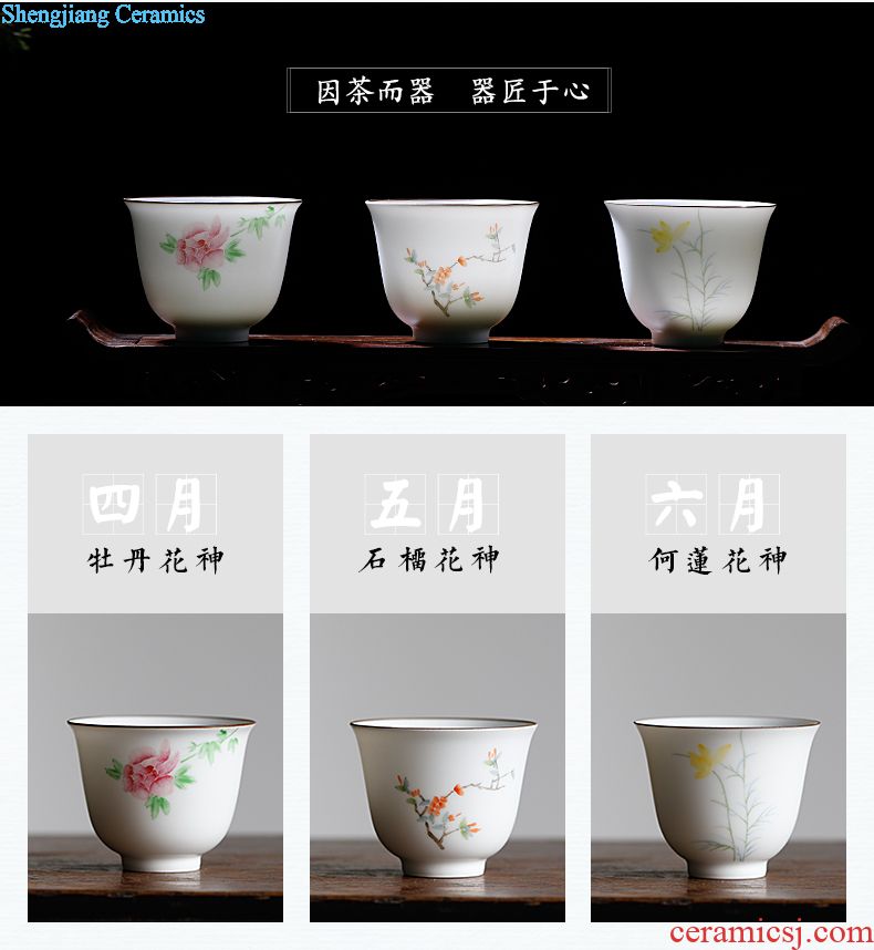 The three frequently kung fu tea cups ceramic sample tea cup jingdezhen guanyao pu-erh tea master cup single cup S44072 imitation