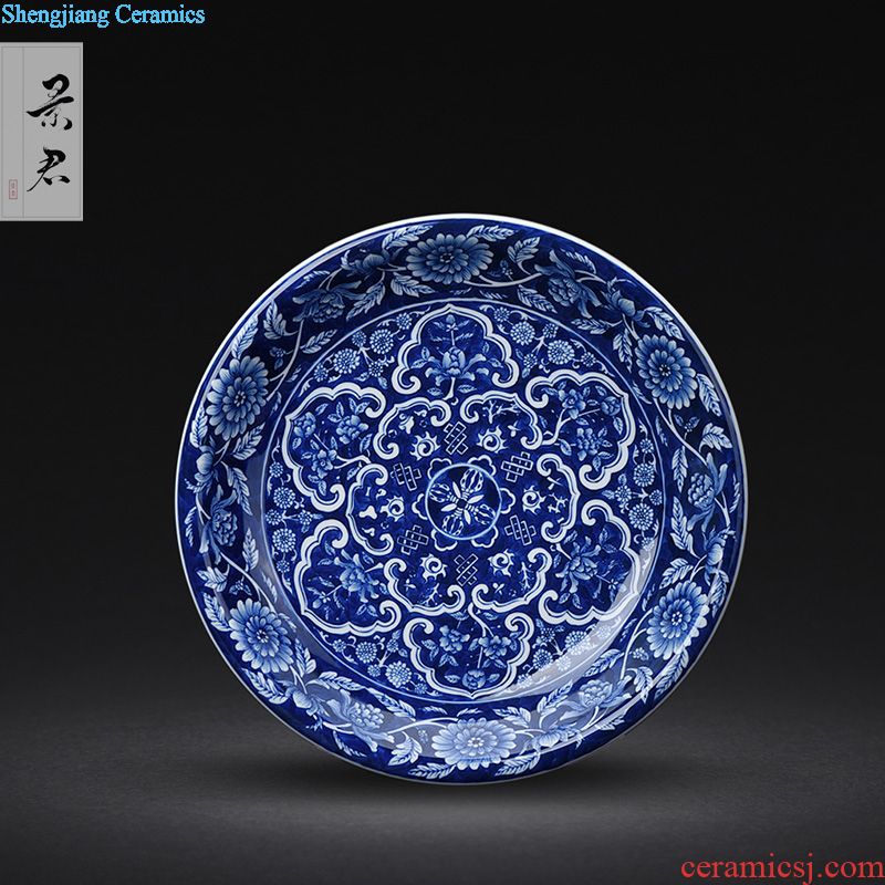 JingJun Jingdezhen ceramic cover buy blue and white dragon heavy industry hand-painted cover kungfu tea ceremony fittings pot bearing