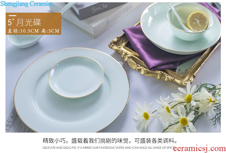 Cutlery set dishes home 6 people of blue and white porcelain tableware bowls outfit jingdezhen glaze Chinese style is classic dishes