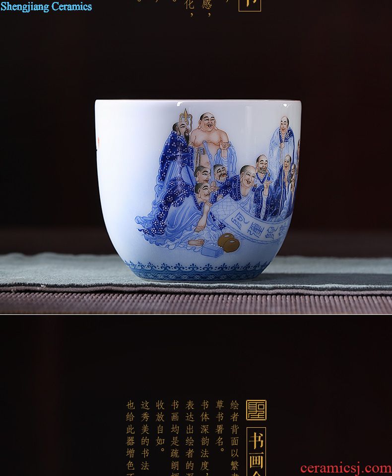 Santa teacups hand-painted ceramic kung fu new color landscape four scene - cup master cup sample tea cup set of jingdezhen tea service