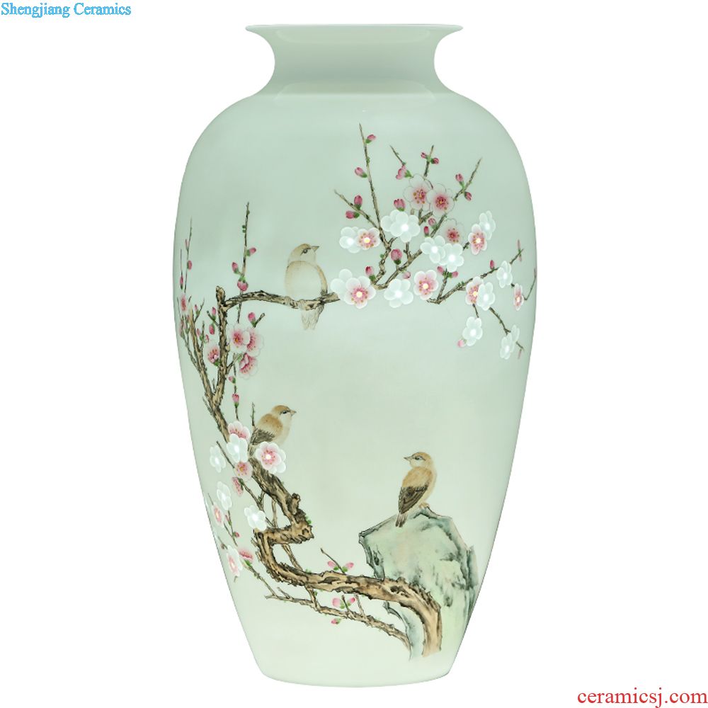 Jingdezhen ceramics by hand draw pastel flat peach life of vases, flower arranging furnishing articles new Chinese style living room decoration