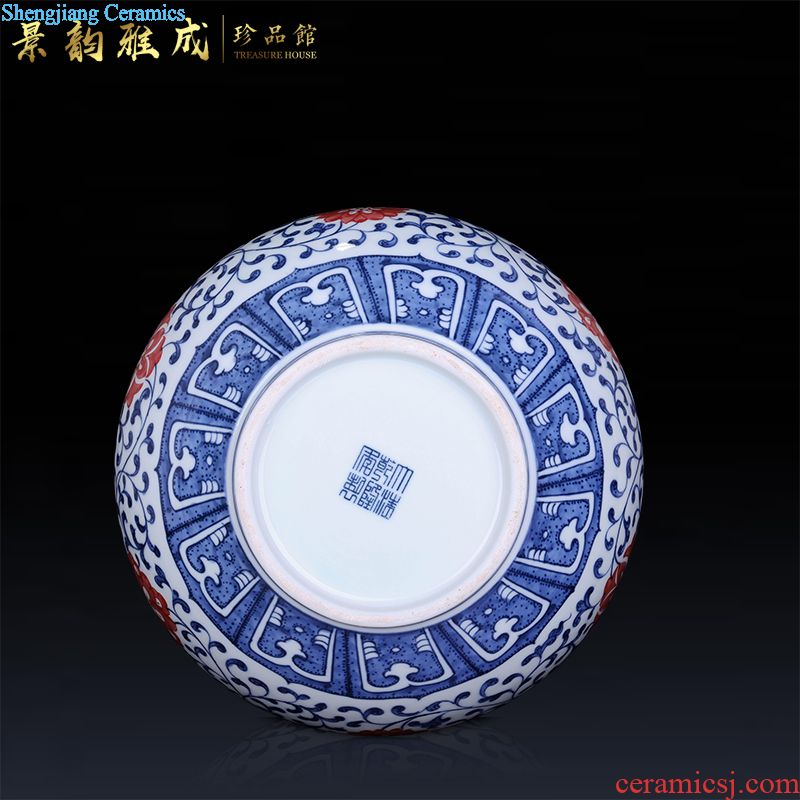 Jingdezhen ceramics large shadow green tea canister bread seven general sealing medium household manually restoring ancient ways
