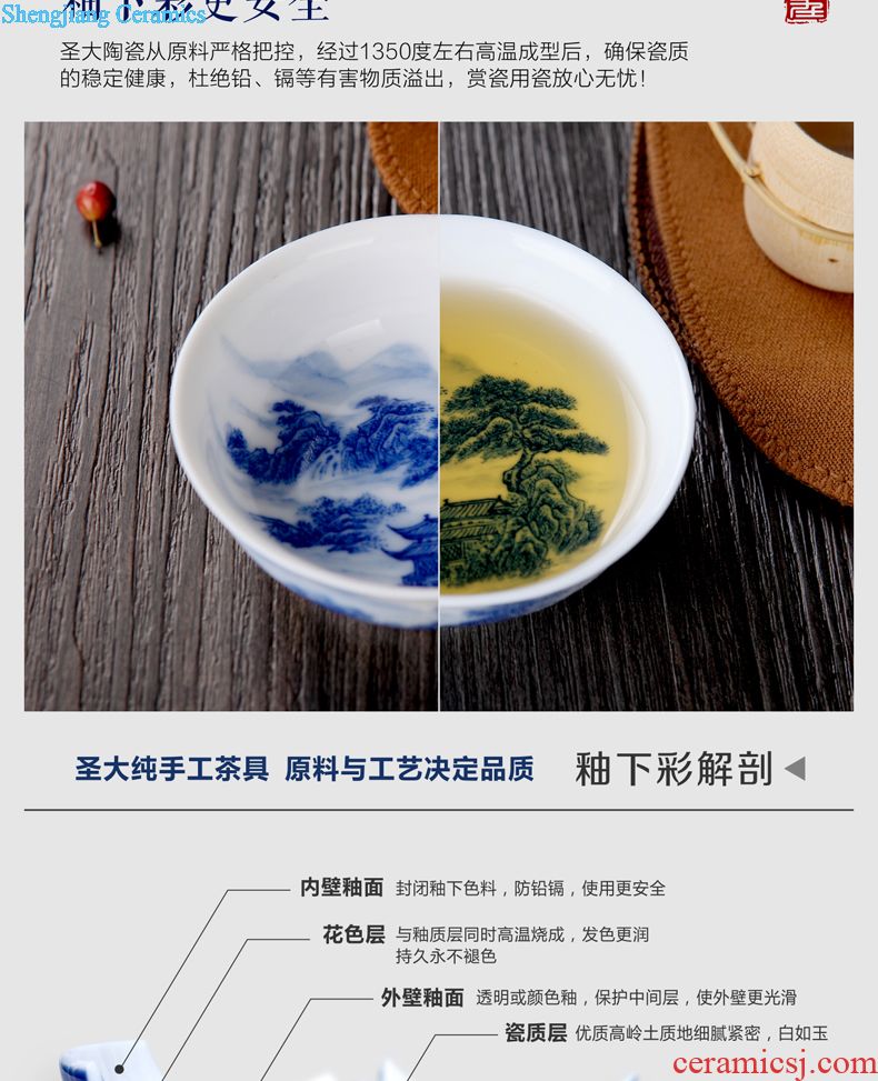 Holy big ceramic pot bearing new color landscape dry bubble tea tray hand-painted plate saucer all hand fittings of jingdezhen tea service