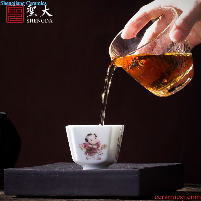 St large ceramic kung fu tea pot full manual alum red paint powder enamel palace DengHu teapot of jingdezhen tea service