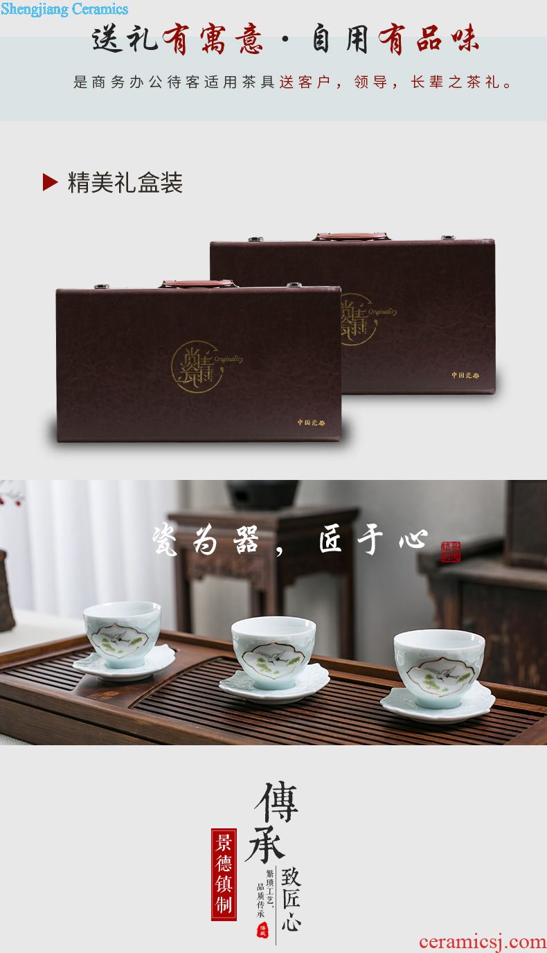 Portable travel tea set suit household jingdezhen ceramic hand-painted outdoor car kung fu tea cups of a complete set of the teapot