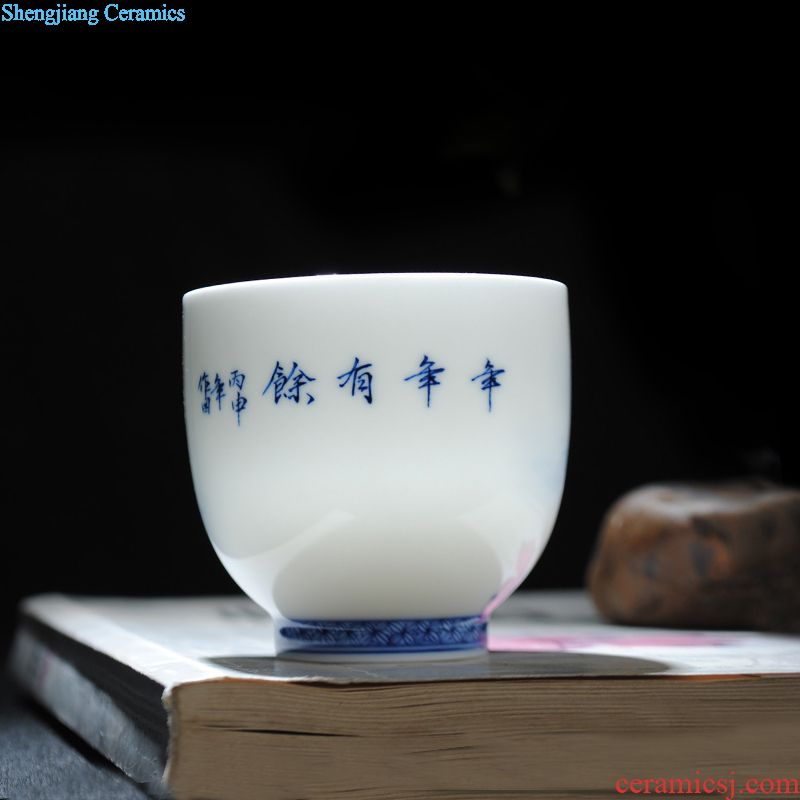 XY - CJ214Q owl kiln jingdezhen ceramic tea set loose hand-painted porcelain cup crane tea cups