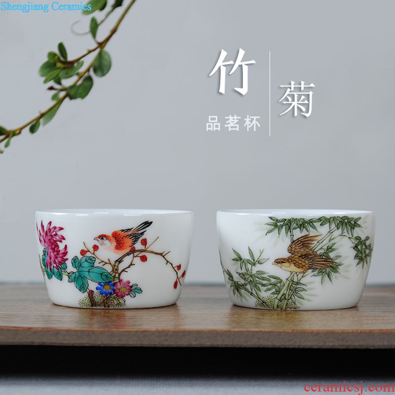 Manual jingdezhen ceramic kung fu tea cup single cup color thread flower sample tea cup hand-painted personal small tea cups