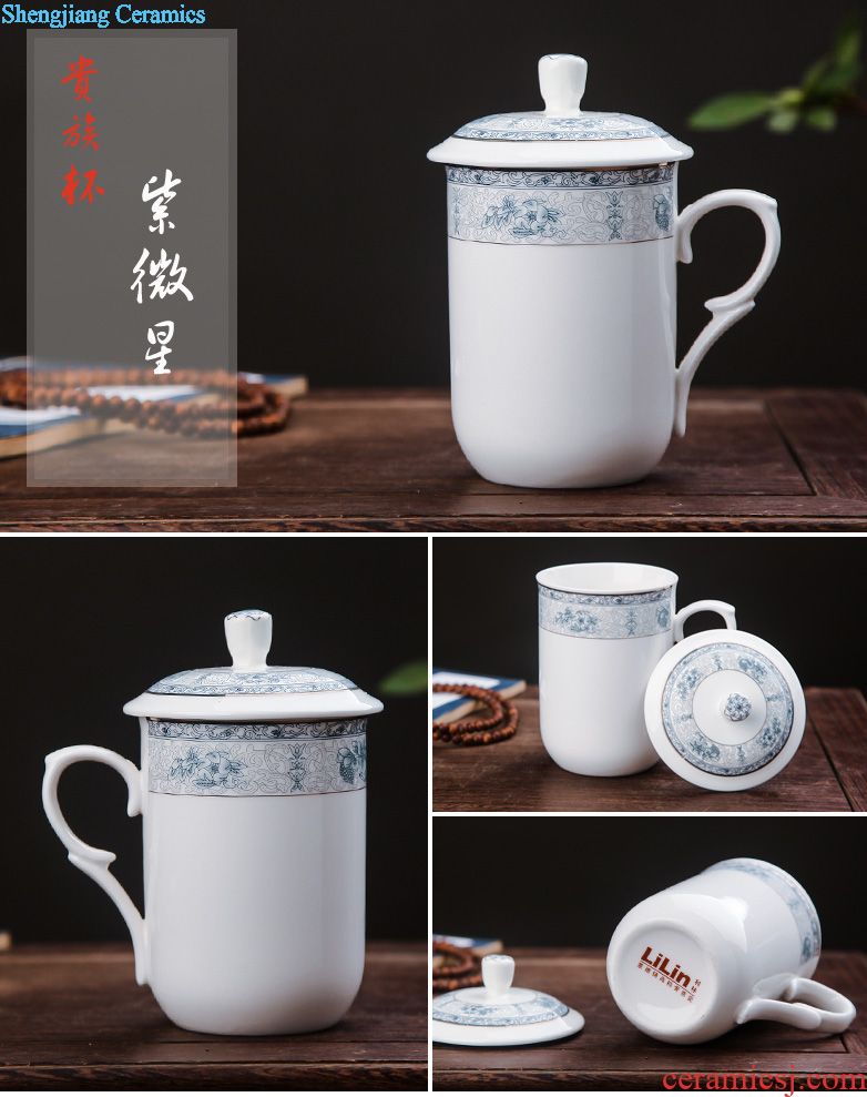 Ceramic mug cup with cover meeting office hotel 10 sets jingdezhen domestic cups cups not purple