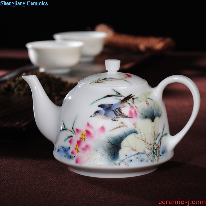 Jingdezhen hand-painted powder enamel ceramic teapot tea teapot kung fu tea set little teapot tea accessories